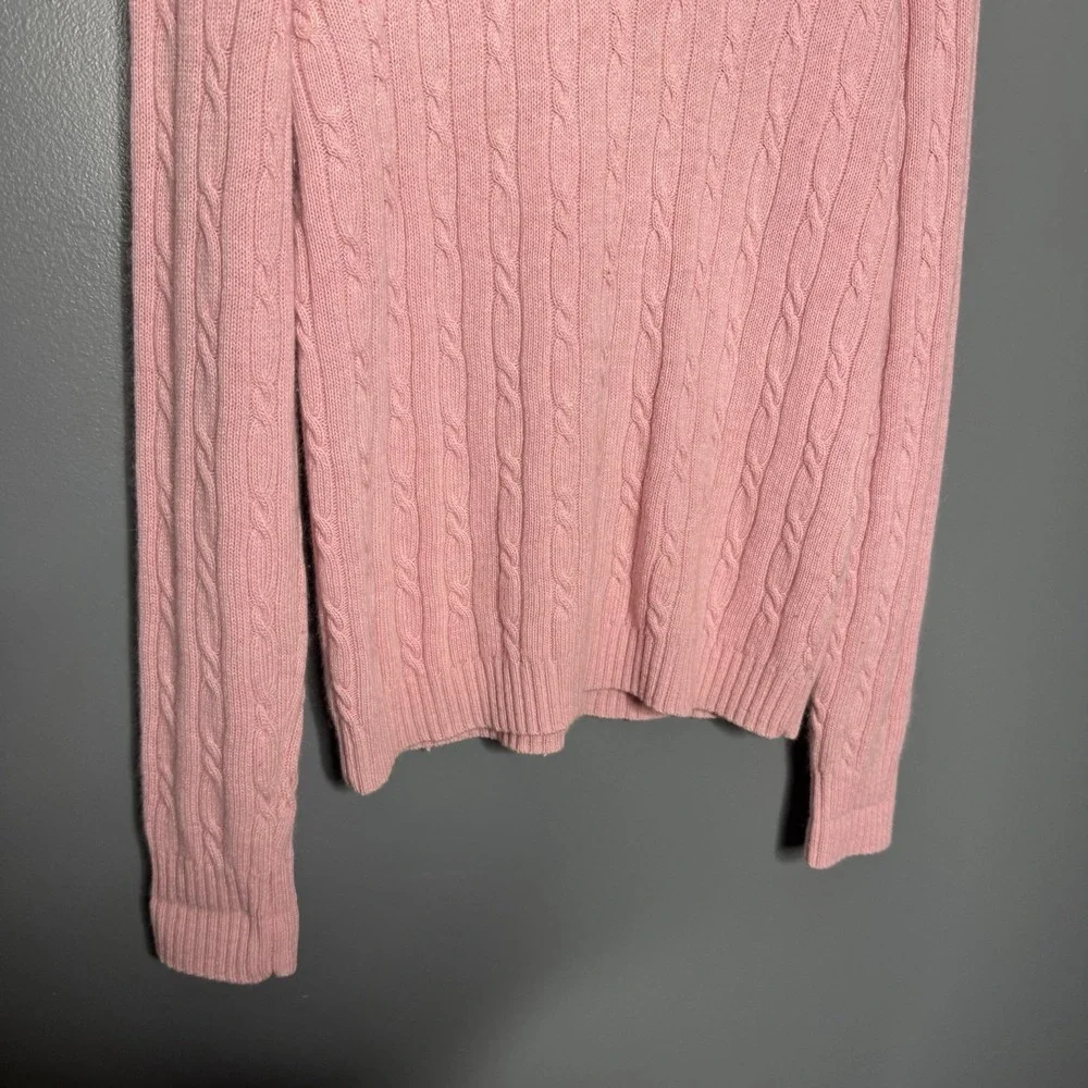 Cabi Women's XS‎ Merino Wool Blend Chunky Cable Knit Cardigan Pink Minimalist